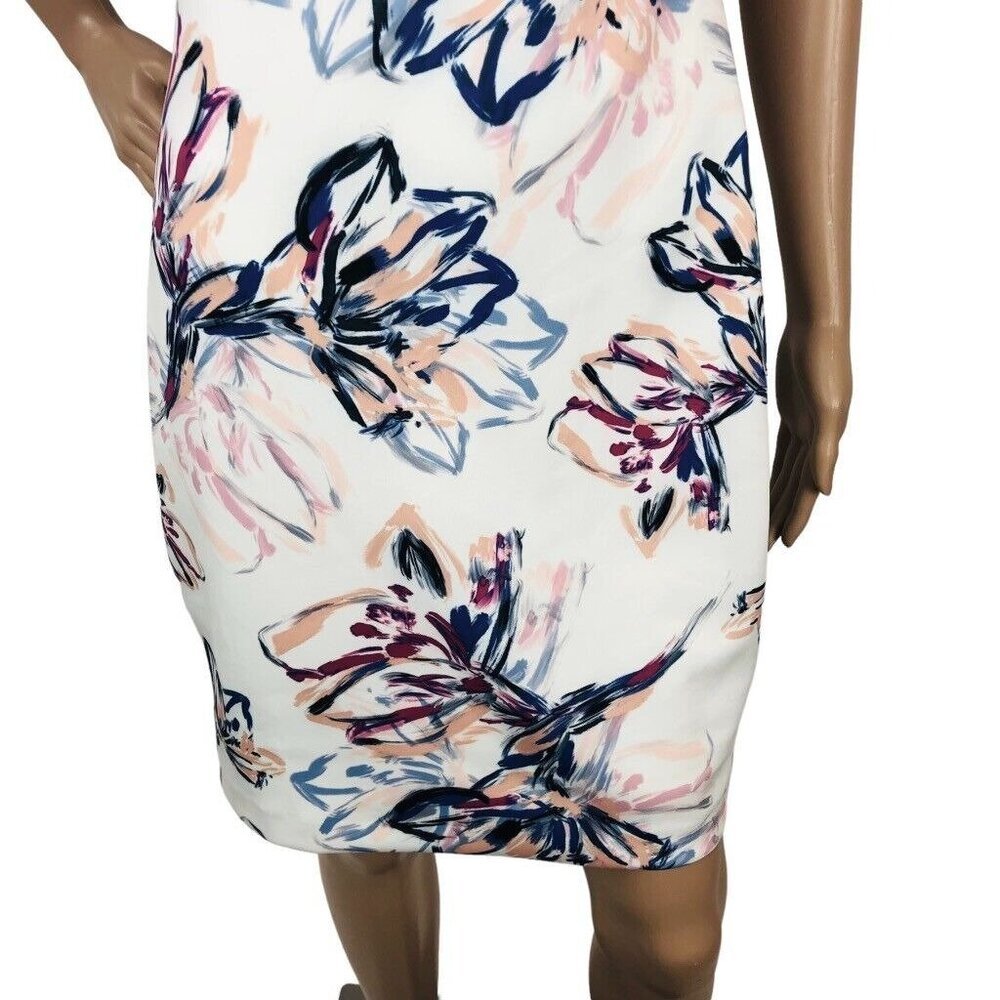 Badgley Mischka Floral Off Shoulder Formal Evening Dress Layered Sheath Mini 4 - Picture 5 of 9